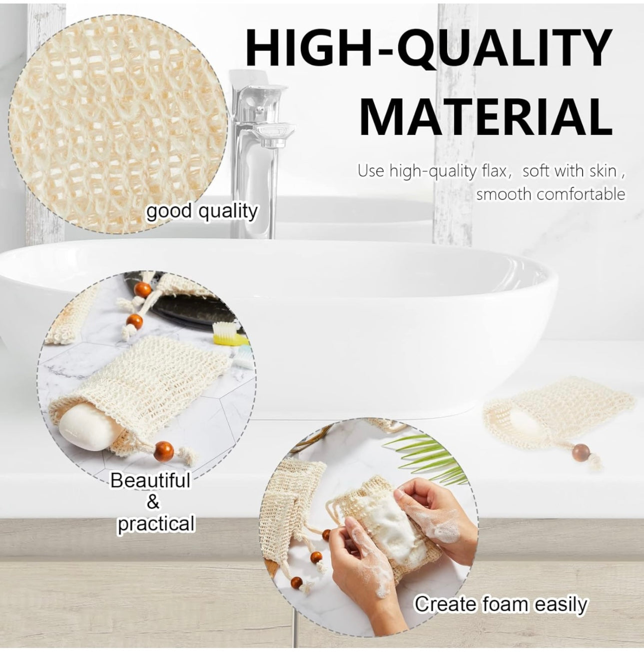 100% Natural Sisal Soap Pouch, Mesh Exfoliating Soap Savers for Shower Use Like Massaging And Scrubbing