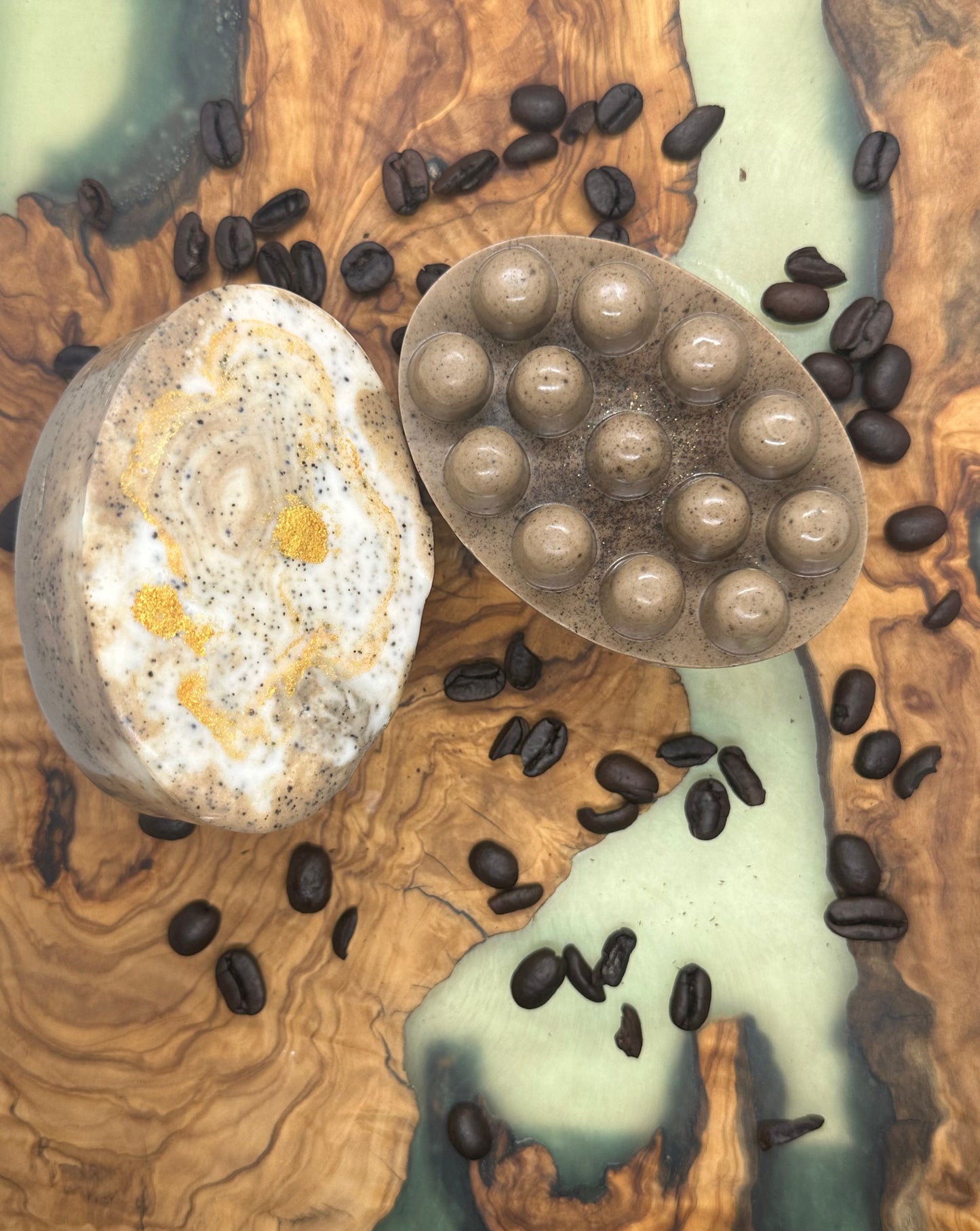 Coffe & Sweet Orange Essential Oil Soap with Massage Bar | For Preventing Cellulitis & Treating it | Anti aging & Antioxidant | Moisturizer | Exfoliation Soap | Reducing Pores - Hand made Natural & Cruelty-Free