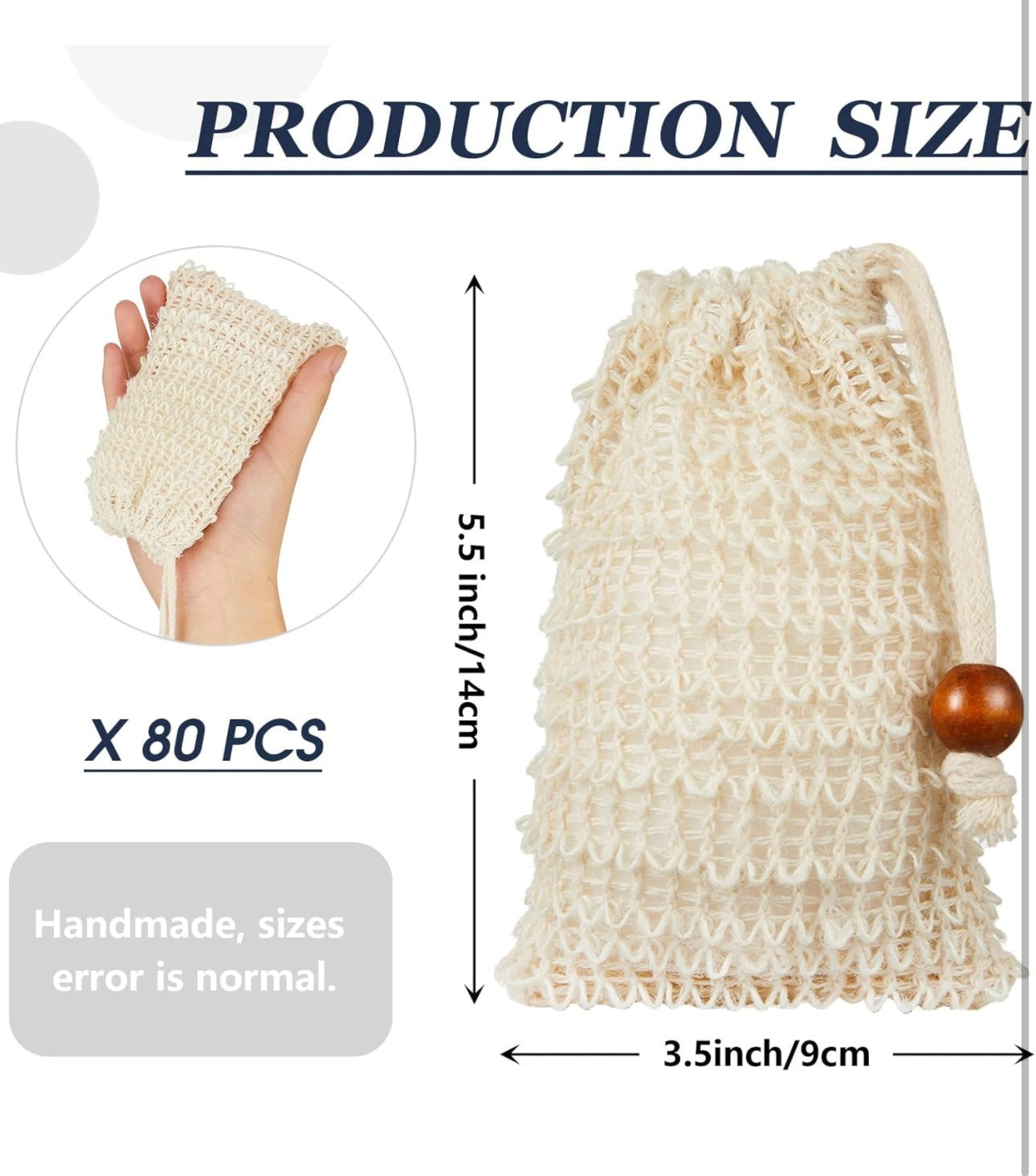 100% Natural Sisal Soap Pouch, Mesh Exfoliating Soap Savers for Shower Use Like Massaging And Scrubbing