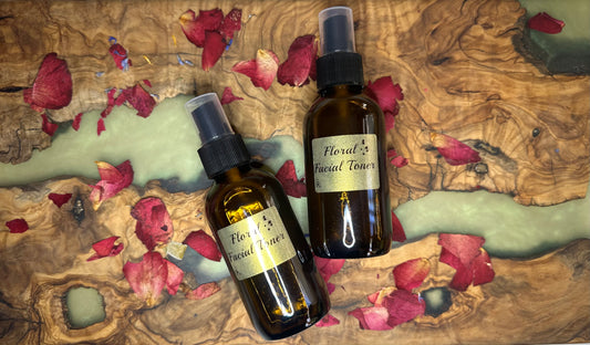 Floral Face Toner | With essential oils | Antibacterial | Moisturizer | Soothing | Clarity Skin - Natural & Cruelty-Free Deep cleaning Anti-Aging Unclog Pores Hormone Balancing Effective for Acne ( Amber Glass Jar )