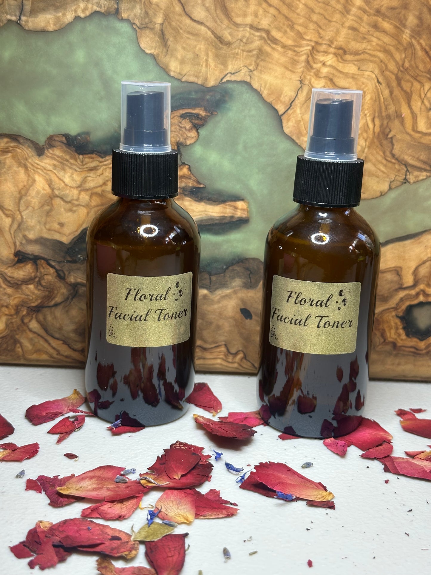Floral Face Toner | With essential oils | Antibacterial | Moisturizer | Soothing | Clarity Skin - Natural & Cruelty-Free Deep cleaning Anti-Aging Unclog Pores Hormone Balancing Effective for Acne ( Amber Glass Jar )