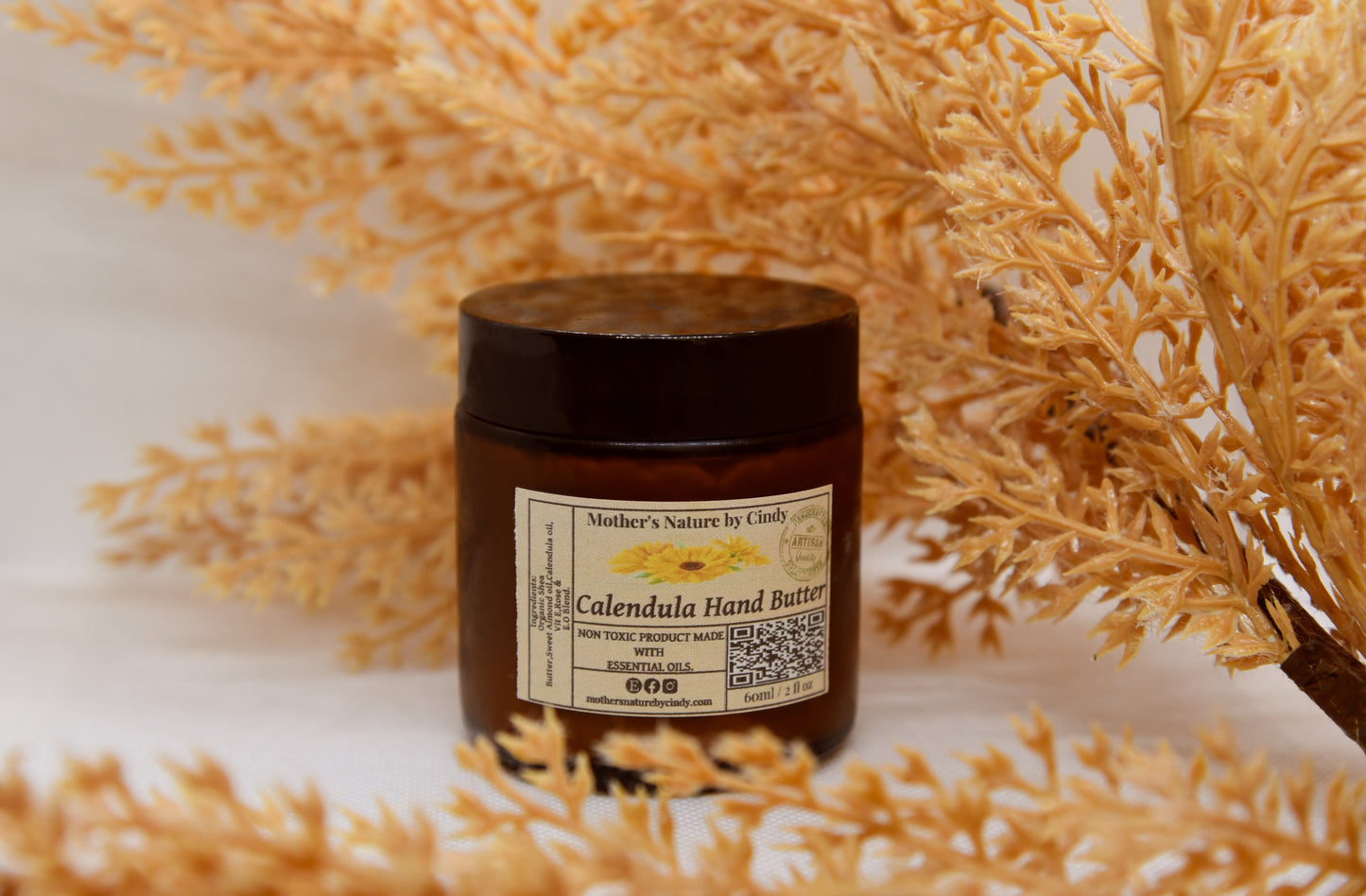 Calendula Hand Cream| For Preventing dry skin & Treating it | Anti aging & Antioxidant | Moisturizer | with essential oils Anti-Aging | Hand made Natural & Cruelty-Free Paraben Free Helps with Eczema ( Amber Glass Jar )