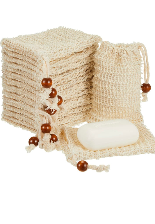100% Natural Sisal Soap Pouch, Mesh Exfoliating Soap Savers for Shower Use Like Massaging And Scrubbing