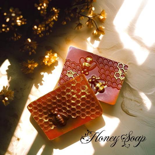 Moisturizing Honey Soap with Honeycomb Bee Design for Dry Skin | Exfoliating | Antibacterial | Scar Fading | Soothing | Natural & Cruelty-Fr