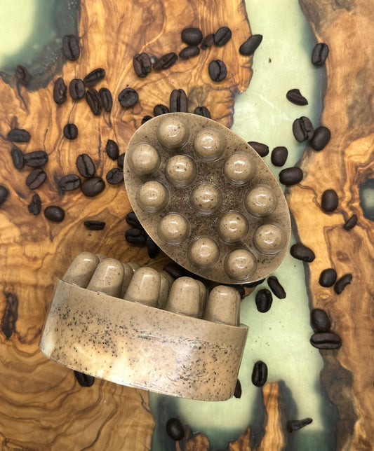Coffe & Sweet Orange Essential Oil Soap with Massage Bar | For Preventing Cellulitis & Treating it | Anti aging & Antioxidant |  Moisturizer | Exfoliation Soap | Reducing Pores - Hand made Natural & Cruelty-Free
