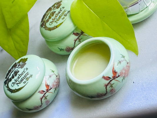 Our Most Luxurious Lip Balm in a Porcelain Jar | The most Moisturizing Lip Balm| Moisturizer | With Essential Oils | Free of Dyes,Fragrance - Hand Made Natural & Cruelty-Free soothing