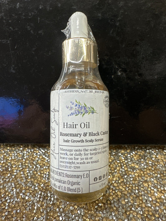 Hair oil rosemary & black Jamaica castor oil with mix blend of essential oils for scalp hair health ticker hair