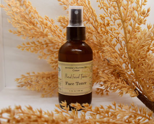 Floral Face Toner | With essential oils |  Antibacterial | Moisturizer | Soothing    | Clarity Skin - Natural & Cruelty-Free Deep cleaning Anti-Aging Unclog Pores Hormone Balancing Effective for Acne ( Amber Glass Jar )